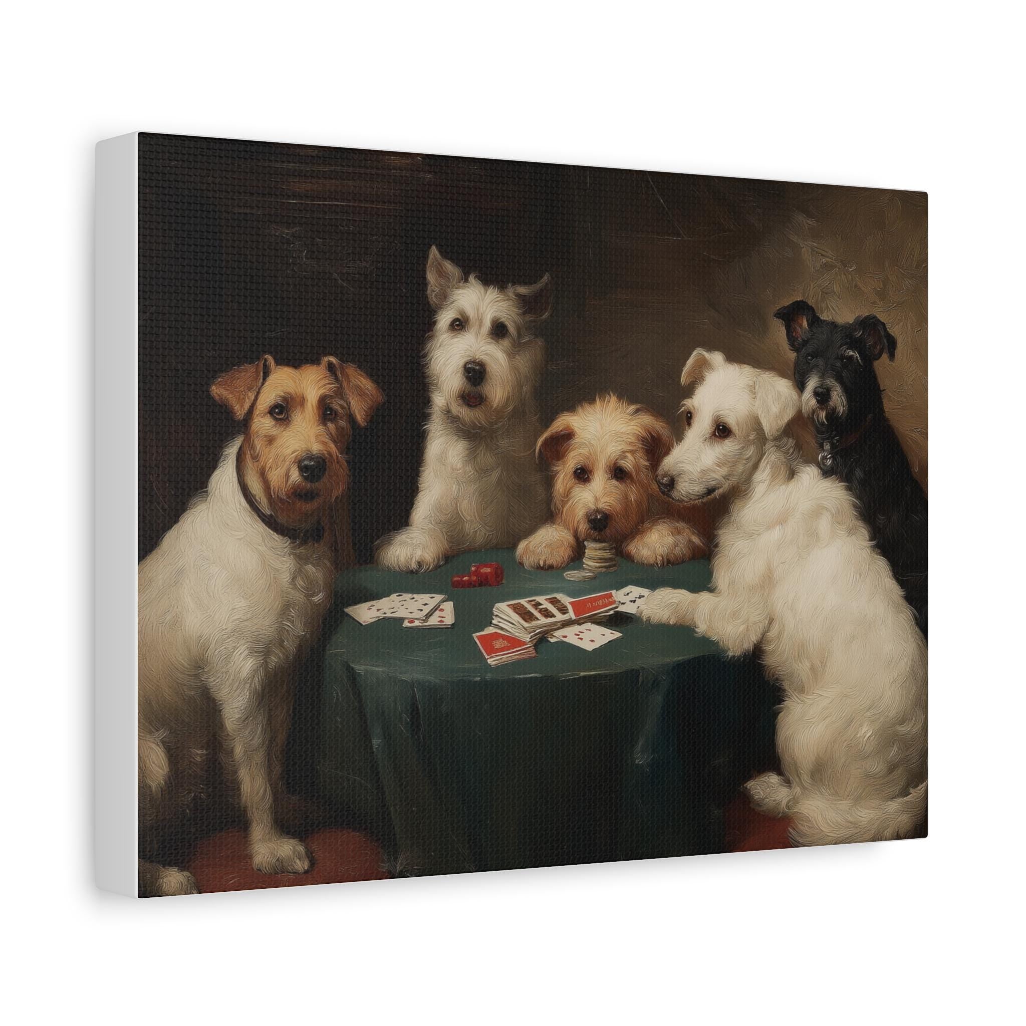 Dogs Playing Poker Matte Canvas